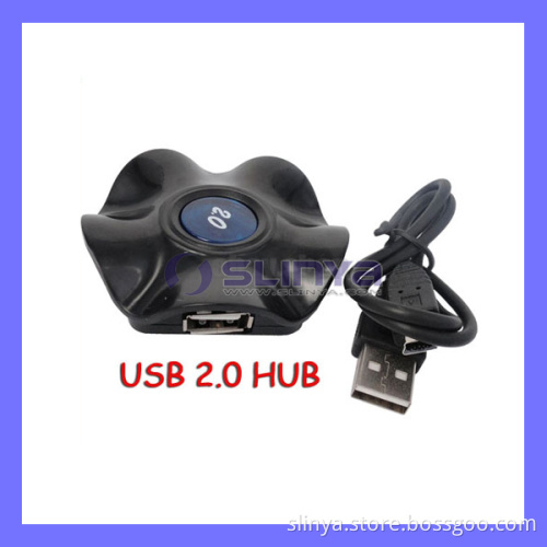 Black USB 2.0 UFO Shape Hi-Speed 480Mbps 4 Port Hub (AH-1014)